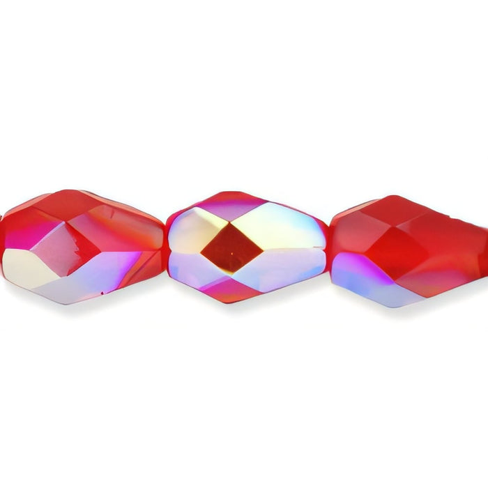 Czech Firepolish 7 x 5mm - Teardrop Siam Ruby AB (25pcs)