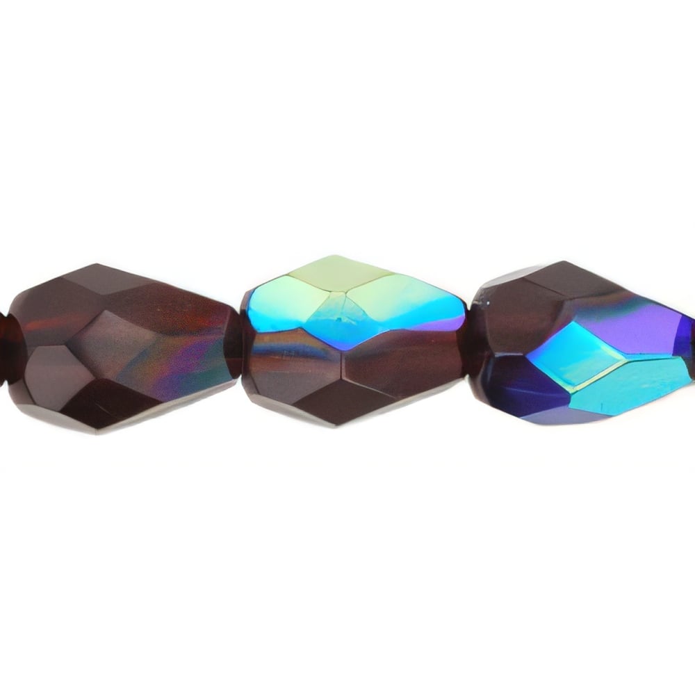 Czech Firepolish 7 x 5mm - Teardrop Garnet AB (25pcs)