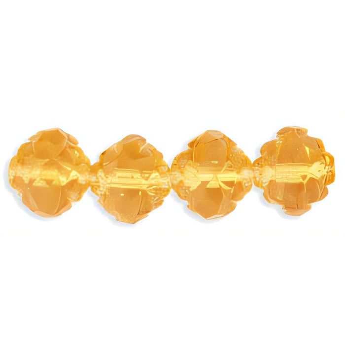 Czech Rosebud Fire-Polish 8 x 7mm Lt Topaz (25pcs)