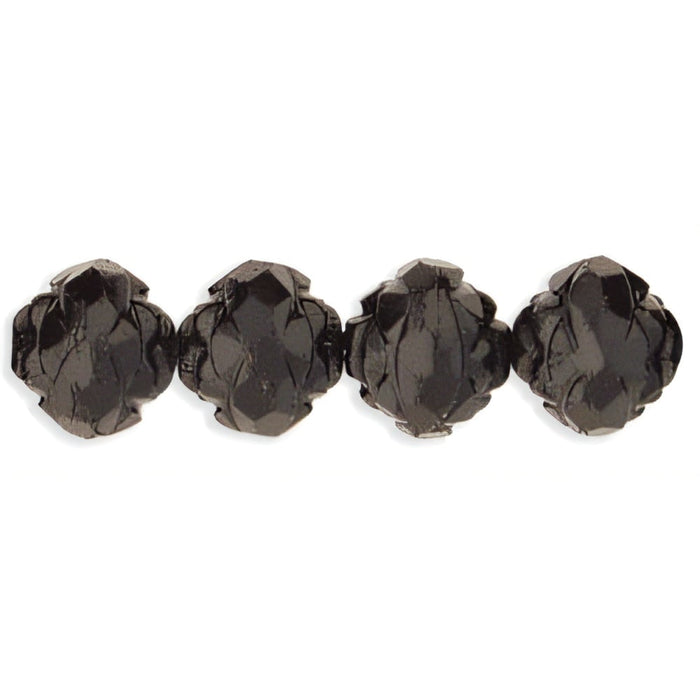 Czech Rosebud Fire-Polish 8 x 7mm Jet (25pcs)