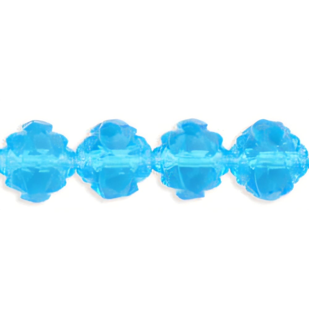Czech Rosebud Fire-Polish 8 x 7mm Aquamarine (25pcs)