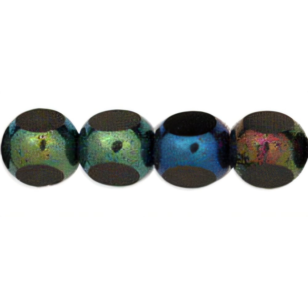 Czech Antique Style Triangle 8mm Iris - Green (25pcs)