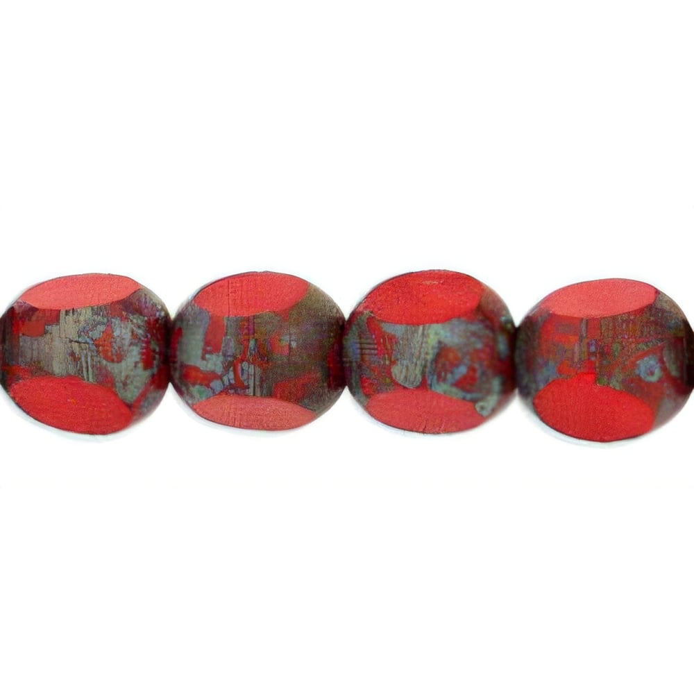 Czech Antique Style Triangle 8mm Opaque Red (25pcs)
