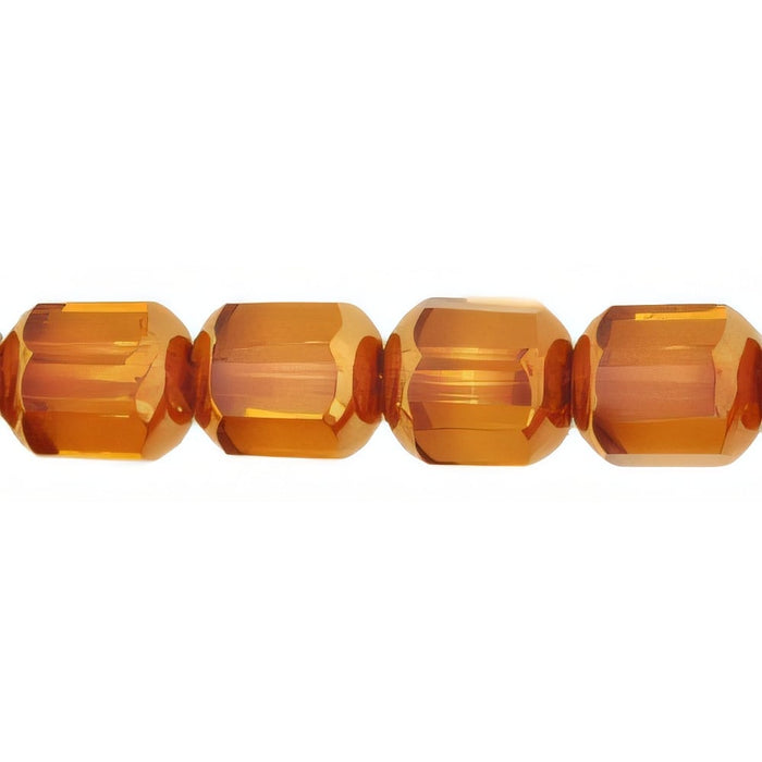 Czech Antique Style Octagonal 8mm - Bronze (smooth) Med Topaz (25pcs)