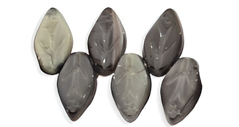 Czech Leaves 10 x 5mm : Jet/ Gray (25pcs)