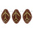 Czech Leaves 12 x 7mm Auburn - Gold Inlay (25pcs)