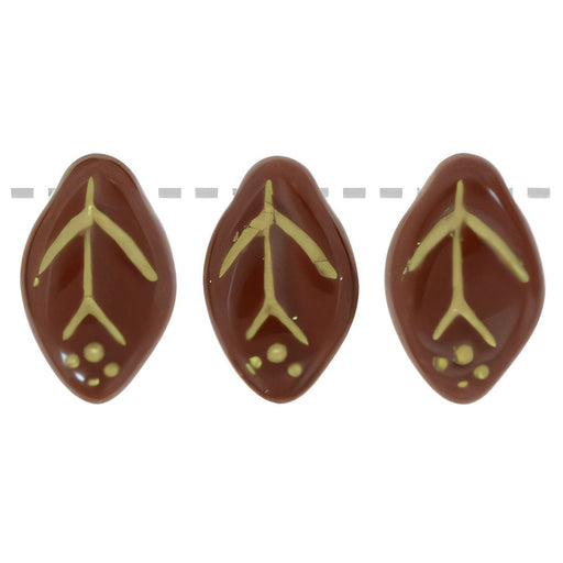 Czech Leaves 12 x 7mm Auburn - Gold Inlay (25pcs)