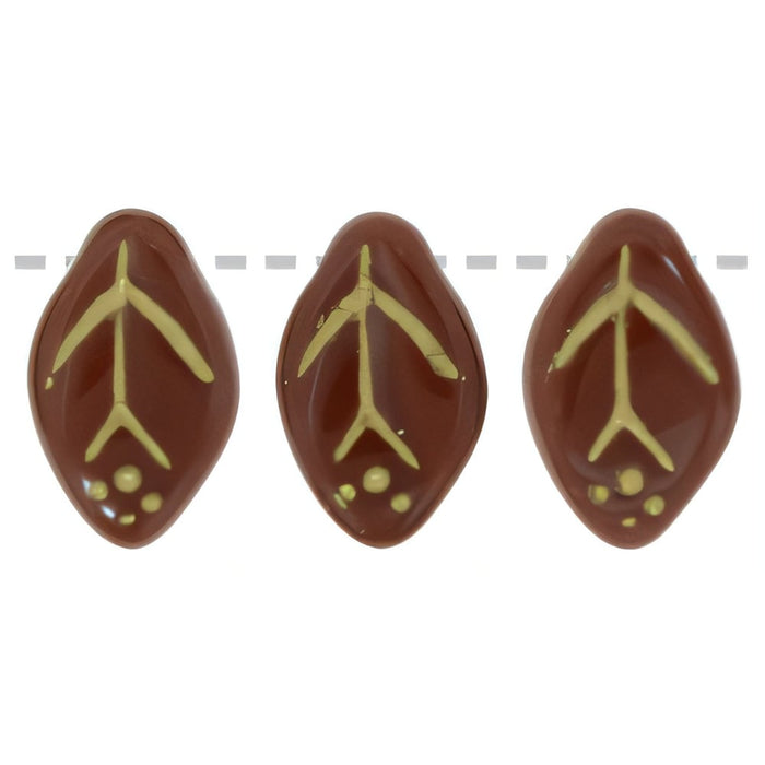 Czech Leaves 12 x 7mm Auburn - Gold Inlay (25pcs)