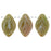 Czech Leaves 12 x 7mm Luster - Pink Coral/Olivine (25pcs)