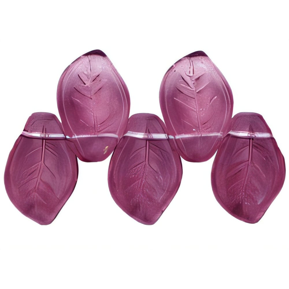 Czech Leaves 14 x 9mm Med Amethyst (25pcs)