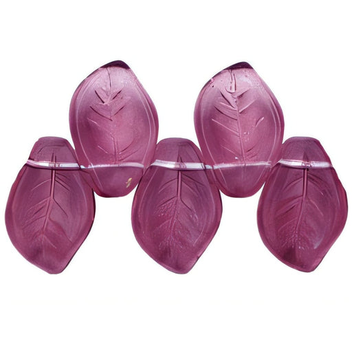 Czech Leaves 14 x 9mm Med Amethyst (25pcs)