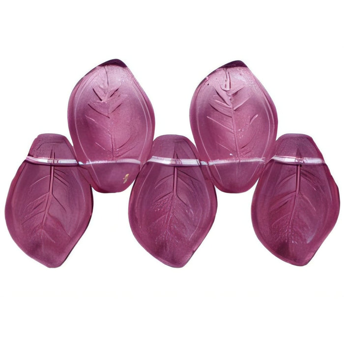 Czech Leaves 14 x 9mm Med Amethyst (25pcs)