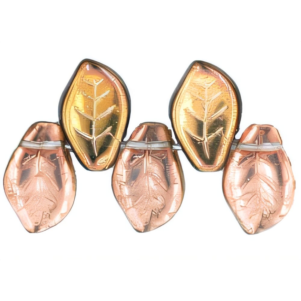Czech Leaves 14 x 9mm: Bronze - Rosaline (25pcs)