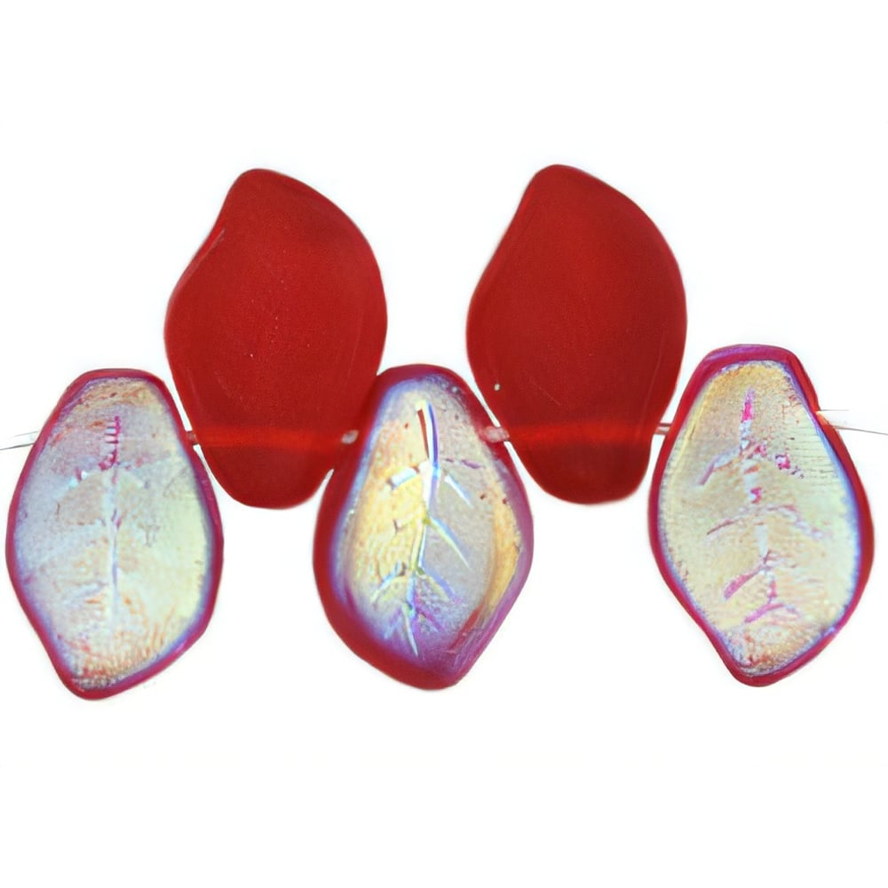 Czech Leaves 14 x 9mm Matte - Siam Ruby AB (25pcs)