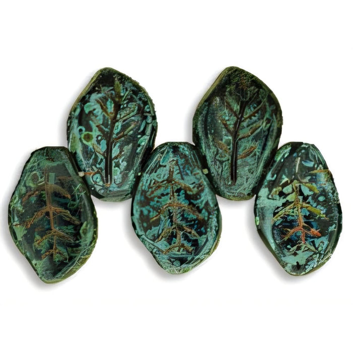 Czech Leaves 14 x 9mm Jet - Picasso (25pcs)