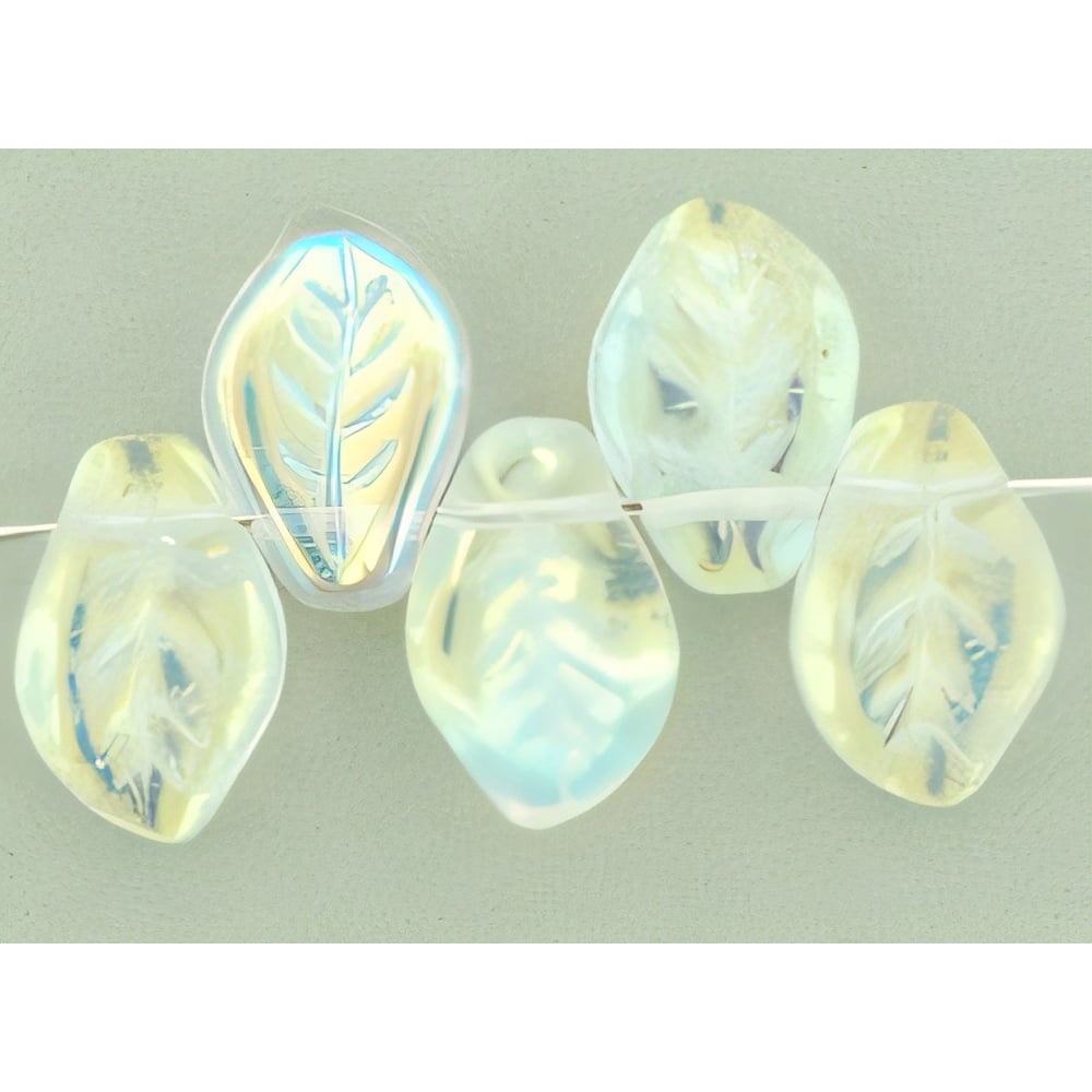 Czech Leaves 14 x 9mm Crystal AB (25pcs)