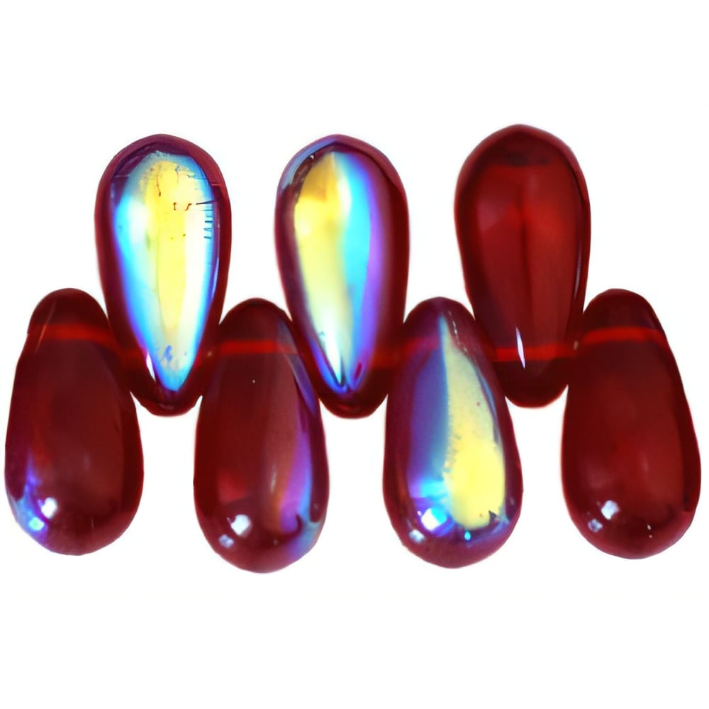 Czech Tear Drops 10 x 5mm Ruby AB (50pcs)