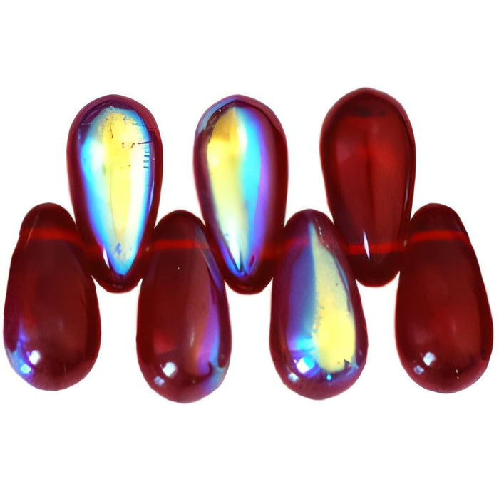 Czech Tear Drops 10 x 5mm Ruby AB (50pcs)