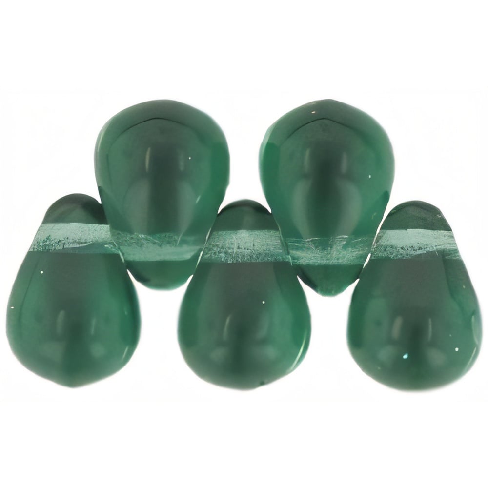 Czech Tear Drops 6 x 4mm Prairie Green