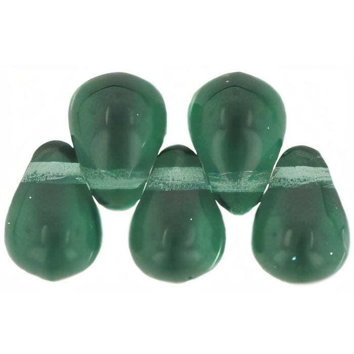 Czech Tear Drops 6 x 4mm Prairie Green