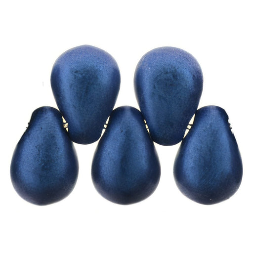 Czech Tear Drops 6 x 4mm Metallic Suede - Blue