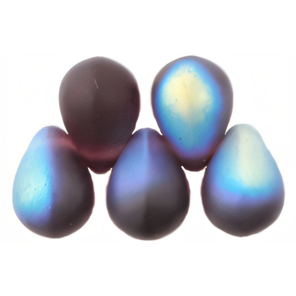 Czech Lg. Tear Drops 8 x 6mm Matte - Dk Amethyst AB (50pcs)
