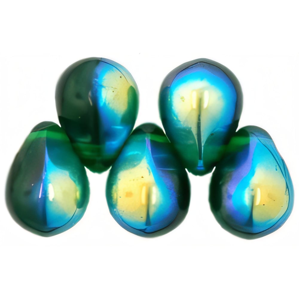 Czech Lg. Tear Drops 8 x 6mm Green AB (50pcs)
