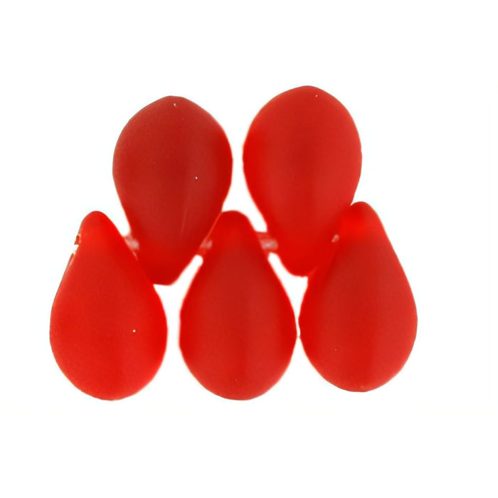 Czech Lg. Tear Drops 9 x 6mm Matte - Ruby (25pcs)