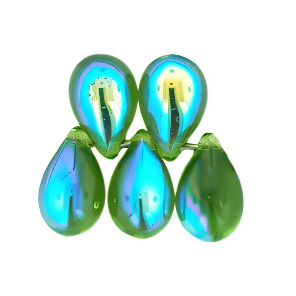 Czech Lg. Tear Drops 9 x 6mm Olivine AB (50pcs)