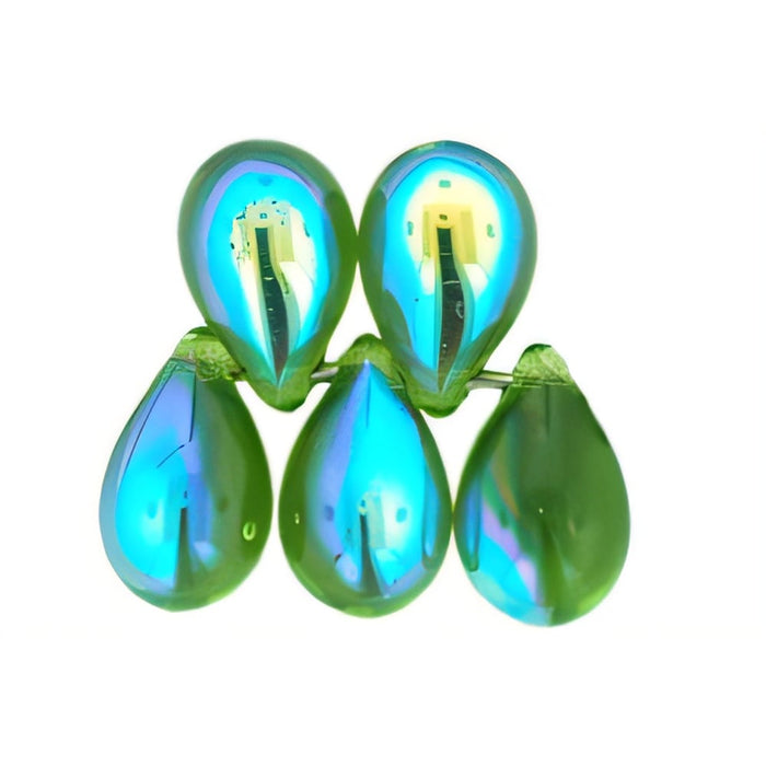 Czech Lg. Tear Drops 9 x 6mm Olivine AB (50pcs)