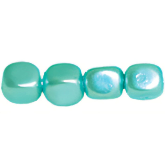 Czech Pearl Coat - Cubes - 4mm Pearl - Aqua (120pcs)