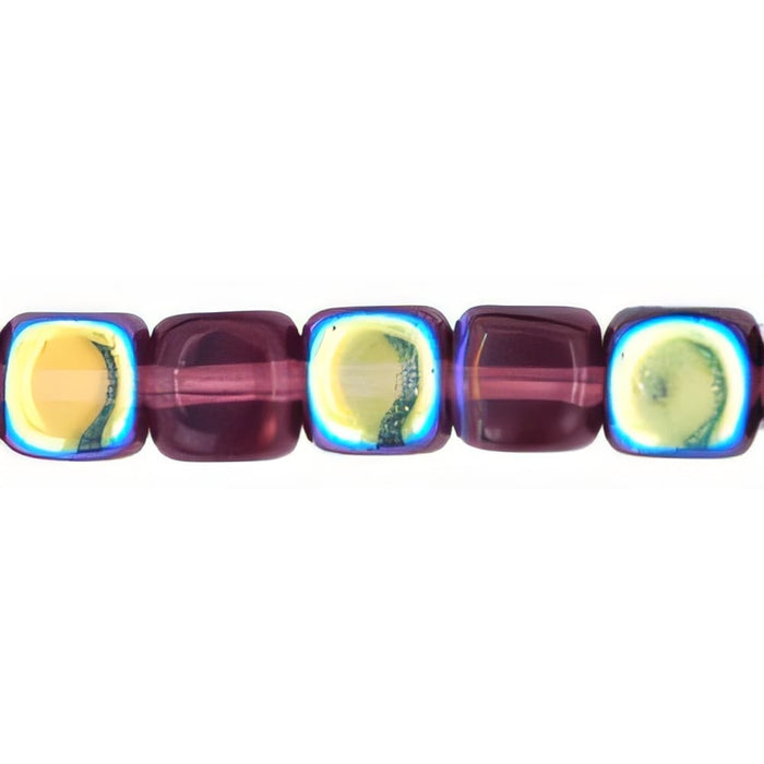Czech Cubes - 7 x 5mm Amethyst AB (50pcs)