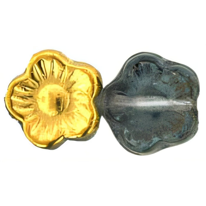 Czech Flowers 10 x 10mm Gold 1/2 (25pcs)