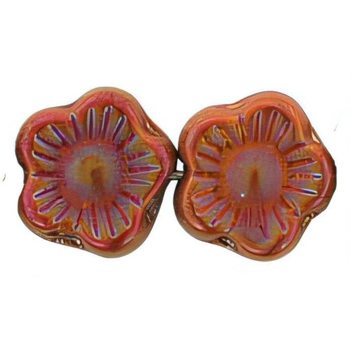 Czech Flowers 10 x 10mm Luster Iris - Opaque Brown (25pcs)