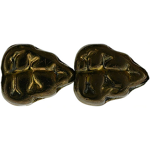Czech Leaves 10 x 8mm Vertical Hole Dk Bronze (Irregular Finish)