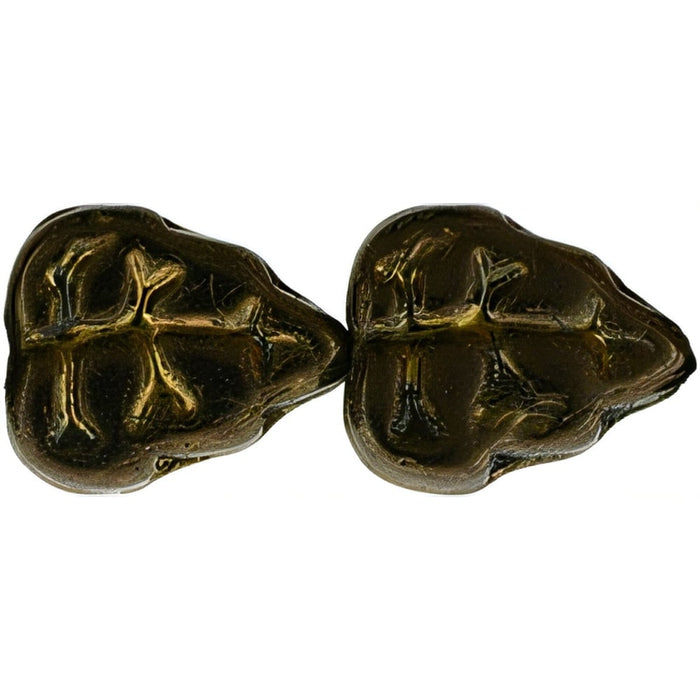 Czech Leaves 10 x 8mm Vertical Hole Dk Bronze (Irregular Finish)