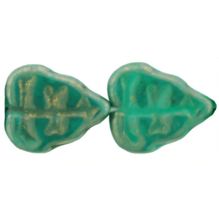 Czech Leaves 10 x 8mm Vertical Hole Luster - Opaque Turquoise (25pcs)