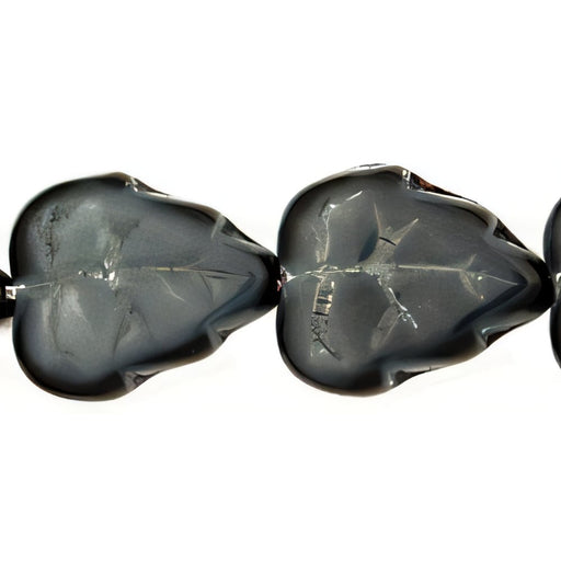 Czech Leaves 10 x 8mm Vertical Hole Jet/Marbled Gray (25pcs)