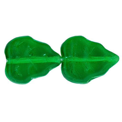 Czech Leaves 10 x 8mm Vertical Hole Bright Green (25pcs)