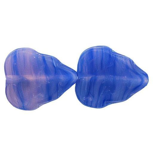 Czech Leaves 10 x 8mm Vertical Hole HurrriCane Glass - Milky Pink/Blue (25pcs)