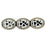 Czech Oval Clovers 10 x 9mm Hematite - White Inlay (25pcs)