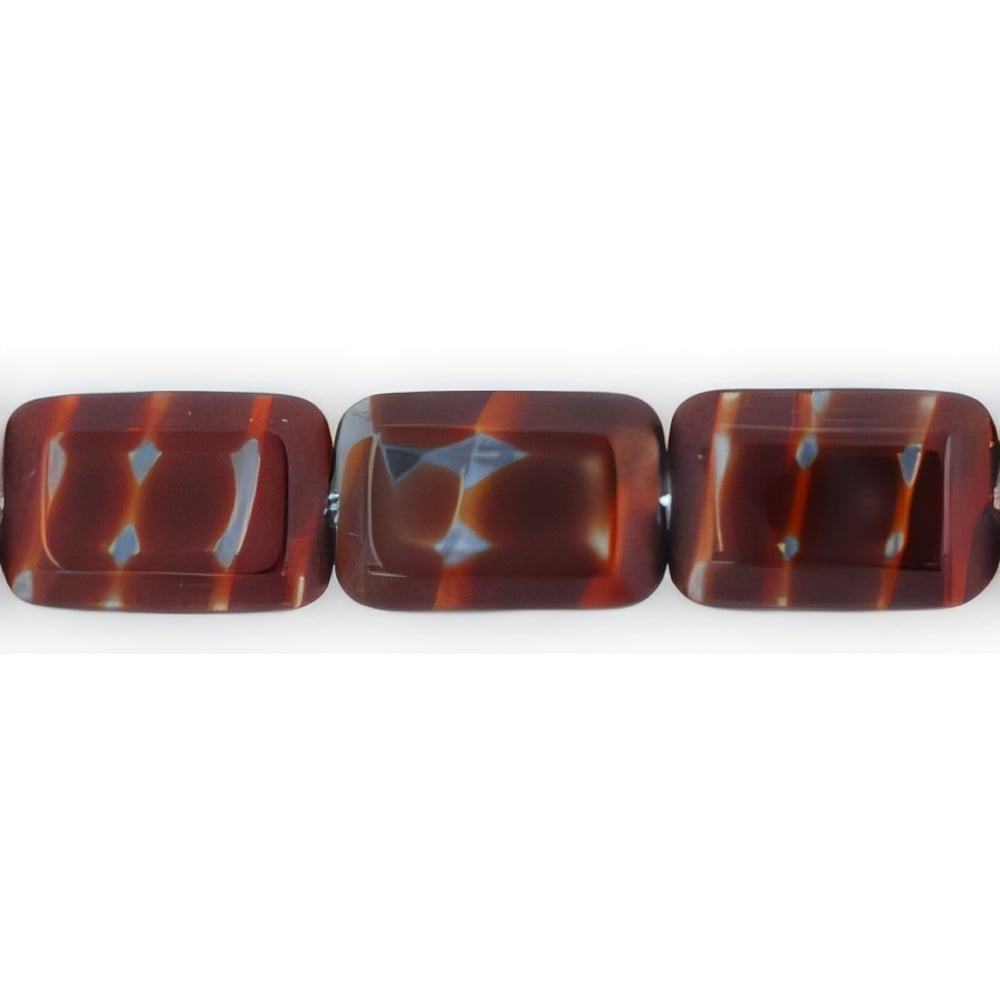 Czech Polished Rectangles 12 x 8mm Red w/Black Swirl (24pcs)