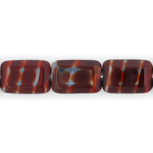 Czech Polished Rectangles 12 x 8mm Red w/Black Swirl (24pcs)