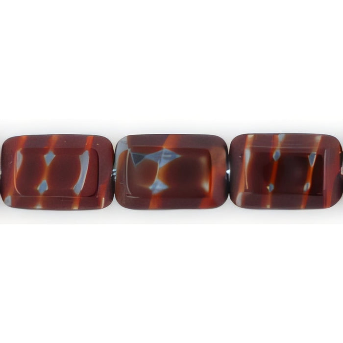 Czech Polished Rectangles 12 x 8mm Red w/Black Swirl (24pcs)