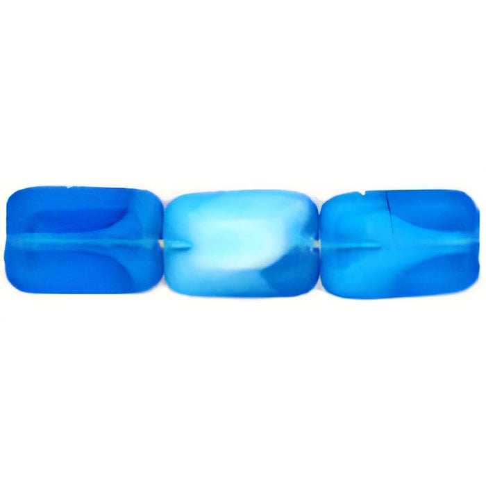 Czech Polished Rectangles 12 x 8mm Capri Blue/White (24pcs)