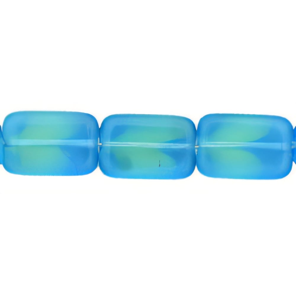 Czech Polished Rectangles 12 x 8mm Blue/Lt Green (24pcs)