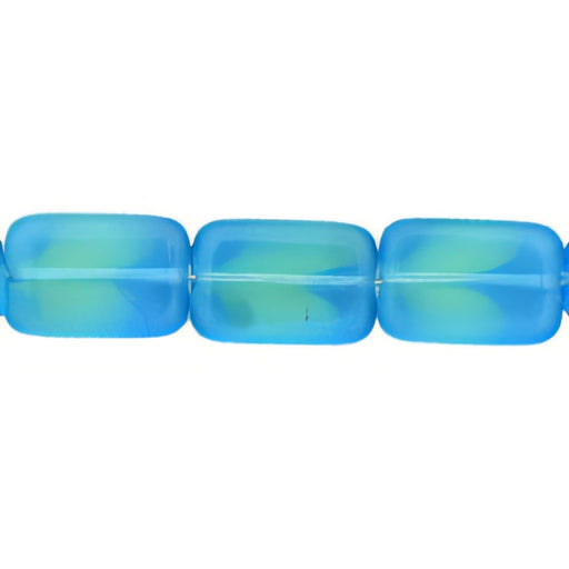 Czech Polished Rectangles 12 x 8mm Blue/Lt Green (24pcs)