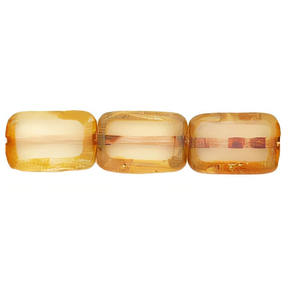 Czech Polished Rectangles 12 x 8mm Milky White - Picasso (24pcs)