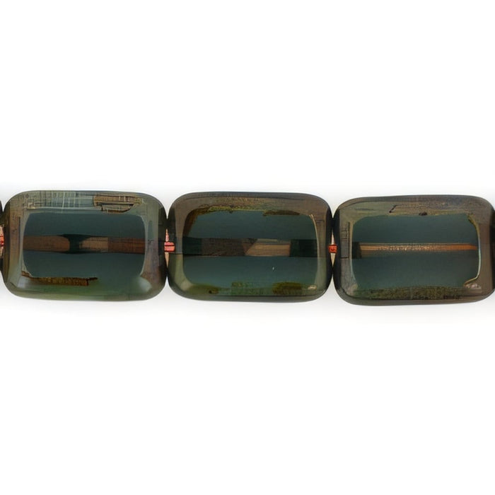 Czech Polished Rectangles 12 x 8mm Montana Blue - Picasso (24pcs)