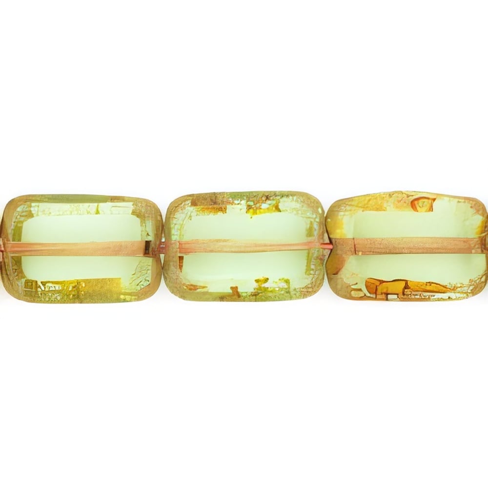 Czech Polished Rectangles 12 x 8mm Peridot - Picasso (24pcs)